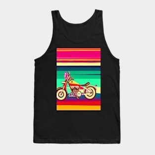 FUNKY RETRO STYLE MOTORCYCLE ON A BEACH Tank Top